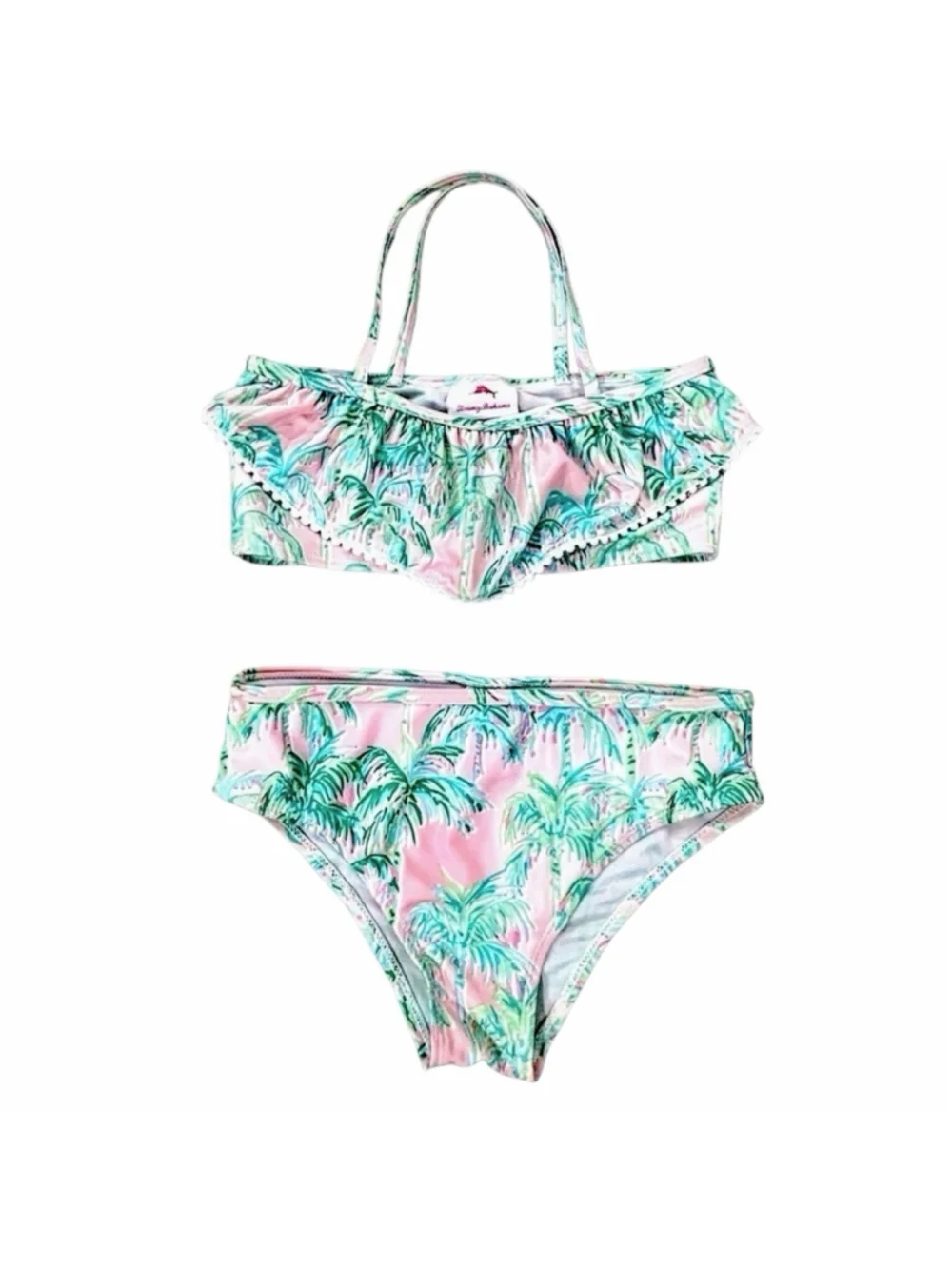 Tommy Bahama Girls Large Tropical Swim Set Two Piece Bikini & Tassel Cover Up